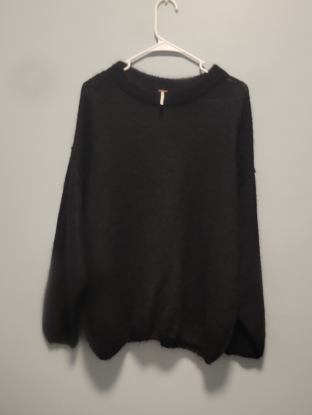 Free People Black Alpaka Crewneck Pullover Sweater